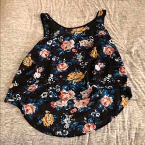 Floral black tank top